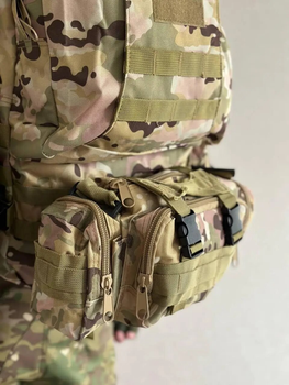 Тактичний штурмовий рюкзак з підсумками мультикам 45л
