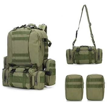 Тактичний військовий рюкзак з підсумками олива