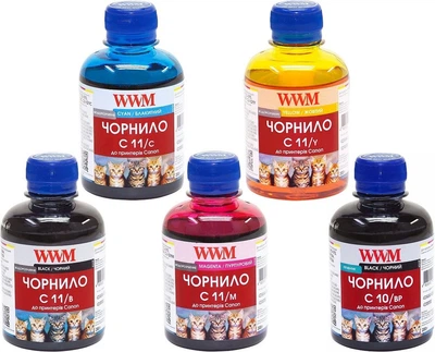 Комплект чорнила WWM для Canon MP/MG/MX/IP/IX (BP/B/C/M/Y) 5x200ml (C10/11SET5)