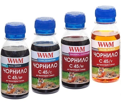 Комплект чернил WWM для Canon E/MG/MX/IP/IX (BP/C/M/Y) 4x100ml (C45SET-4)