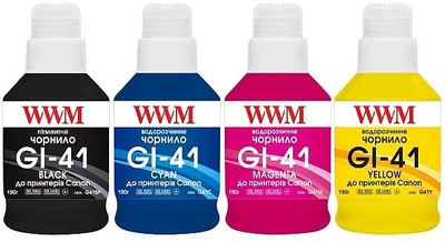 Комплект чорнила WWM GI-41 для Canon G1420/G2420/G3420/G3460 (BP/C/M/Y) 4x190ml (G41SET4)