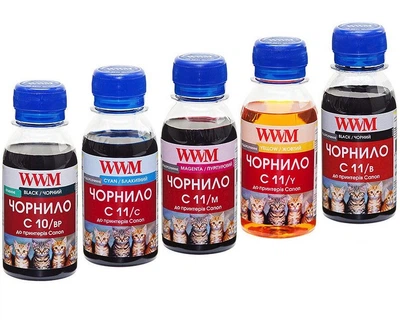 Комплект чернил WWM для Canon MP/MG/MX/IP/IX (BP/B/C/M/Y) 5x100ml (C10/11SET5-2)