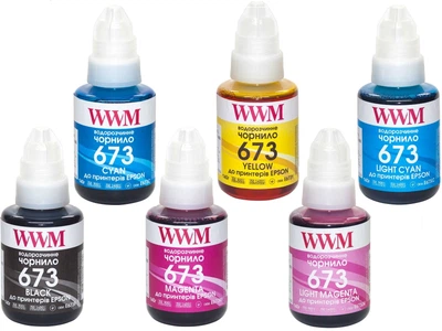 Комплект чернил WWM 673 для Epson L800/L805/L810/L850 (B/C/M/Y/LC/LM) 6x140ml (E673SET6)