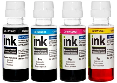 Комплект чернил ColorWay для HP InkTank/SmartTank/GT Series (B/C/M/Y) 4x100ml (CW-HP51/HW52SET01)