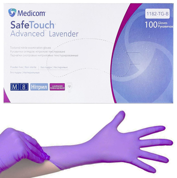 Нитриловые перчатки Medicom SafeTouch Advanced Lavender, плотность 3.5 г. - лавандовые (100шт) M (7-8)