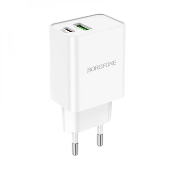 Мережевий Зарядний Пристрій Borofone BA69A Resource PD20W+QC3.0 Колір Бiлий