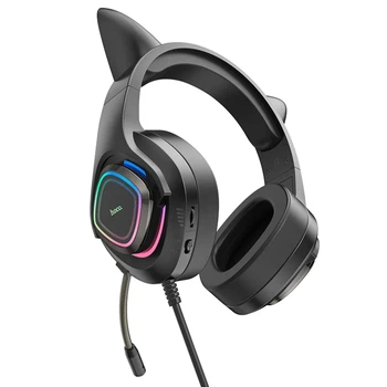 Наушники игровые с ушками HOCO W107 Cute cat luminous cat ear gaming headphones Phantom Cat