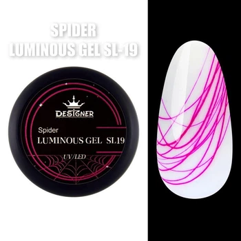 Люминесцентная гель-паутинка Spider Luminous Gel (Розовая SL-19) Дизайнер, 8 мл для дизайна ногтей