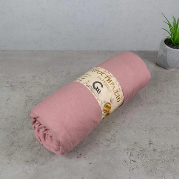 Простынь на резинке трикотажная GM TEXTILE 90х200х25см 120г/м2 (Розовый)