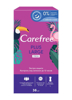 Щоденні гігієнічні прокладки Carefree Plus Large Fresh 36 шт (3574661604770)