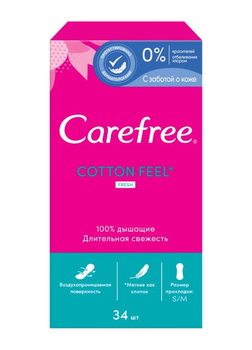 Щоденні гігієнічні прокладки Carefree Cotton Fresh 34 шт (3574661565071)