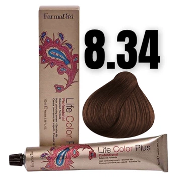 Стойкая крем-краска Farmavita Life Color Plus 8.34 Светлый блондин золотисто-медный 100 мл