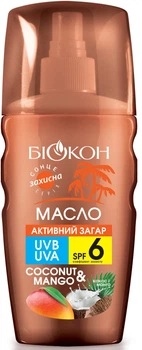 Масло Биокон Активный загар Кокос и манго SPF 6 160 мл. (4820160039735)
