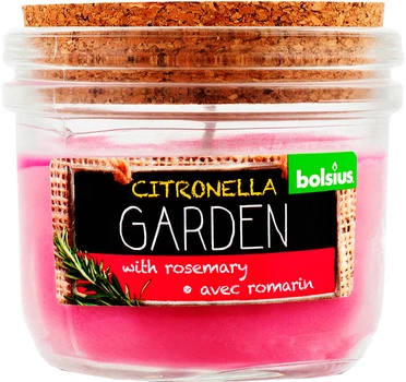 Свічка Bolsius Citronella Garden з ароматом розмарину у склі з пробкою 80х83 мм від комарів (8717847140753)