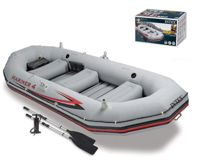 Четырехместная Лодка "MARINER 4" Intex 68376 NP. Размером 328x145x48 см. Идеальная прочная лодка для рыбалки