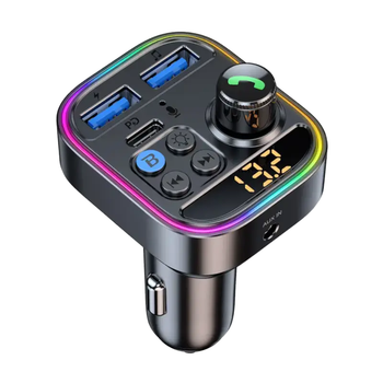 Автомобильный FM ФМ модулятор Terra T18, Bluetooth 5.3, трансмиттер, вольтметр, USB зарядка PD 30W
