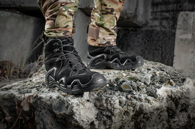 Водонепроницаемые ботинки (берцы) 44 размер (28,3 см) тактические (военные) треккинговые демисезонные Alligator Black (Черные) M-tac для ВСУ