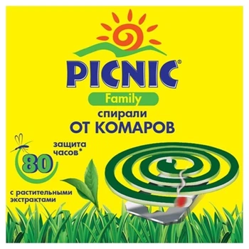 Спирали от комаров "PICNIC" 10шт/уп, защита на открытом воздухе