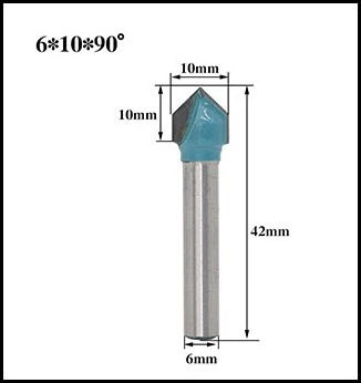 Фреза пазовая галтельная V-образная 6х10х90 °