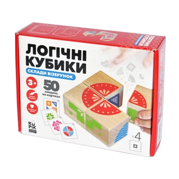 Навчальні логічні кубики "Склад візерунок" Igroteco 900477, 50 завдань на картках