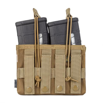 Подсумок открытый для двух магазинов .308 калибра MOLLE RMBP 308 (Rifle Mag's Bunji Pouch) P1G-Tac Coyote Brown .308/.338 (Койот Коричневый)