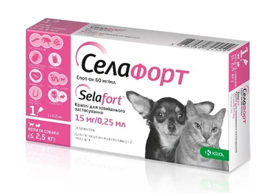 Selafort Селафорт Спот-он краплі для котів та собак до 2,5 кг