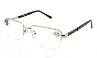 Чоловічі сірі металеві окуляри, окуляри для читання , окуляри з діоптріями +0.75 Blueblocker