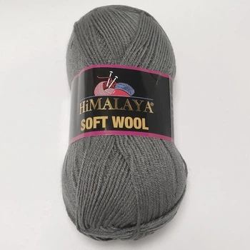 Пряжа Soft Wool Himalaya Турция 25% шерсть 75% акрил 100 г - 250 м цвет темно-серый Спицы 4 мм