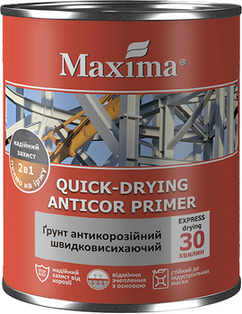 Грунт антикоррозийный быстросохнущий Maxima 0.9 кг Серый (4823083310790)