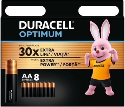 Щелочные батарейки Duracell Optimum AA 1.5В LR6 8 шт (5000394158931)