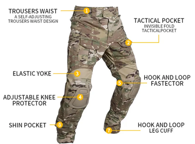 Тактический летний военный коcтюм форма Gunfighter мультикам убакс, штаны+наколенники р.2XL