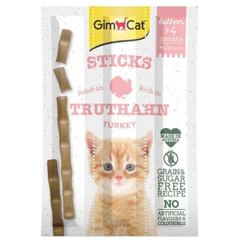 Лакомство с индейкой и кальцием для котят GimСat Kitten Sticks 3 шт./уп. (4002064420844)