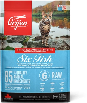 Корм Orijen 6 Fish Cat&Kitten для кішок всіх порід з рибою