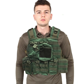 Розвантаження військова тактична жилет з кишенями для армії Камуфляж зелений розмір універсальний