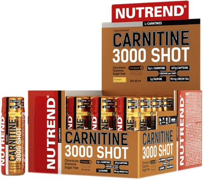 Spalacz tłuszczu Nutrend Carnitine 3000 Shot 20 x 60 ml Strawberry (8594073177582)
