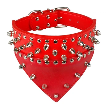 Шкіряний нашийник-бандану з шипами Lockdog XL(56-70 см) (zoo0005312)