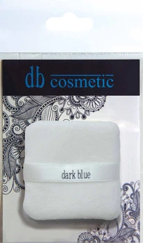Подушечка для пудры db Cosmetic №975 Dark Blue тканевая Квадрат с лентой Белая (8026816899753)