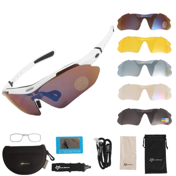 Защитные тактические.спортивные очки с поляризацией RockBros белые .5 комплектов линз