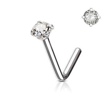 Серьга для пирсинга носа Spikes NOL04-20-C с фианитом (Цвет: Прозрачный)