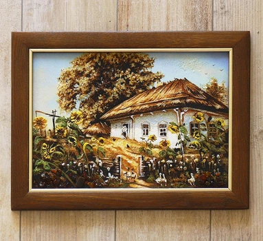 Пейзаж картина из янтаря Prezent Край подсолнухов 30*40 см