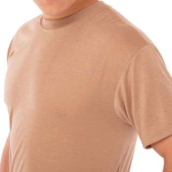 Літня футболка чоловіча тактична Jian 9190 розмір M (46-48) Бежева (Пісочна) матеріал бавовна