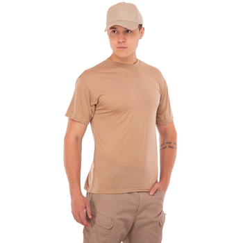 Літня футболка чоловіча тактична Jian 9190 розмір 2XL (52-54) Бежева (Пісочна) матеріал бавовна