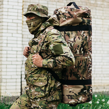 Баул-сумка військова, армійський баул Cordura мультикам 100 л тактичний баул, тактичний баул-рюкзак