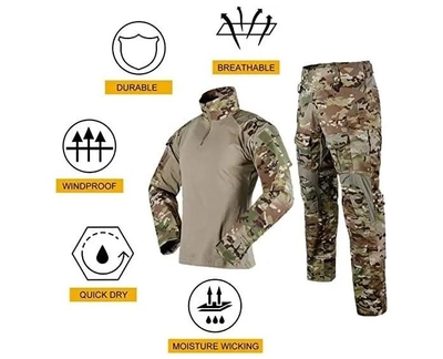 Тактичний костюм G3 Multicam, штурмова військова, бойова форма, сорочка з довгим рукавом та штани з наколінниками Мультикам р.XS