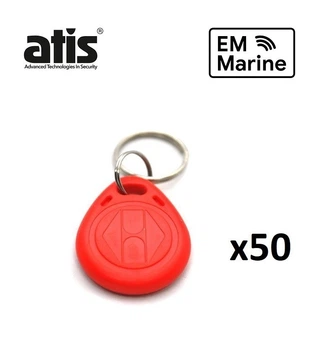 Беcконтактный ключ-брелок RFID KEYFOB EM-Marine красный - 50 шт