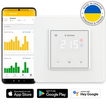 Терморегулятор програмований terneo sx Wi-Fi (білий), сенсорний програматор для теплої підлоги