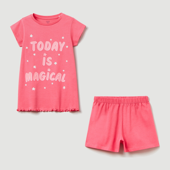 Letnia piżama dziecięca (t-shirt + spodenki) OVS 1802801 122 cm Różowy (8056781091609)