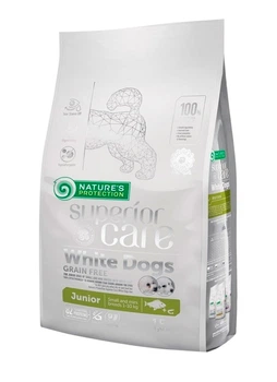 Сухой беззерновой корм Nature's Protection Superior Care White Dogs Grain Free Junior Small and Mini Breeds для щенков малых пород с белым окрасом шерсти 1,5 кг