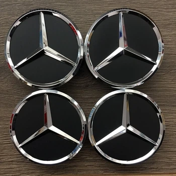 Колпачки / заглушки в диски Mercedes (75/70/16) (черные)