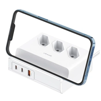 Зарядное устройство Usams 6в1 65W Super Si Fast Charging (1xUSB, 2xType-C+ 3 розетки)